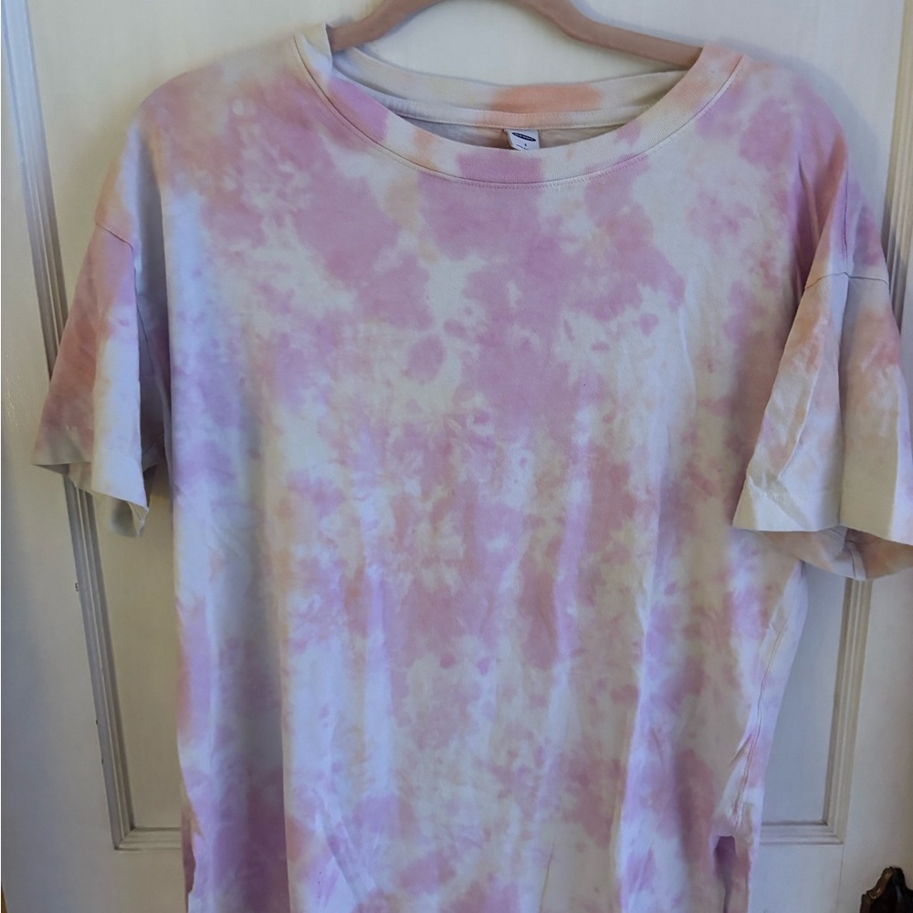 Old Navy Pink and Cream Tie-Dye Tee